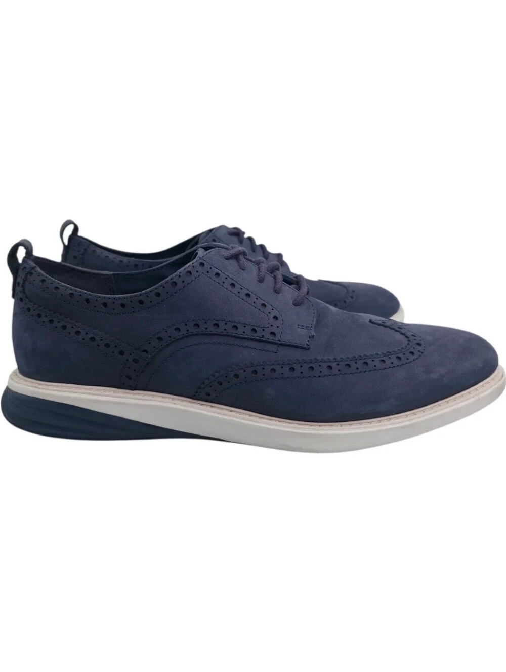 Cole Haan GrandevOlution Wingtip Navy Suede Oxford Shoes Size 10.5M